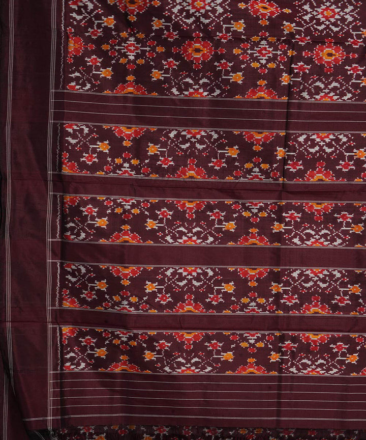 Coffee brown all over handwoven pochampally ikat silk saree