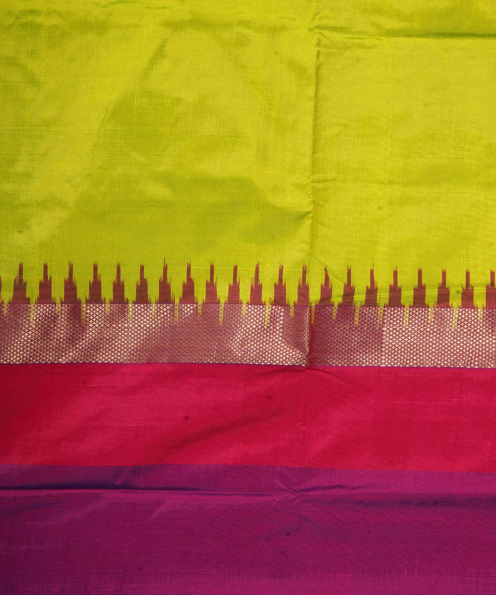 Yellow multi color handwoven pochampally ikat silk saree