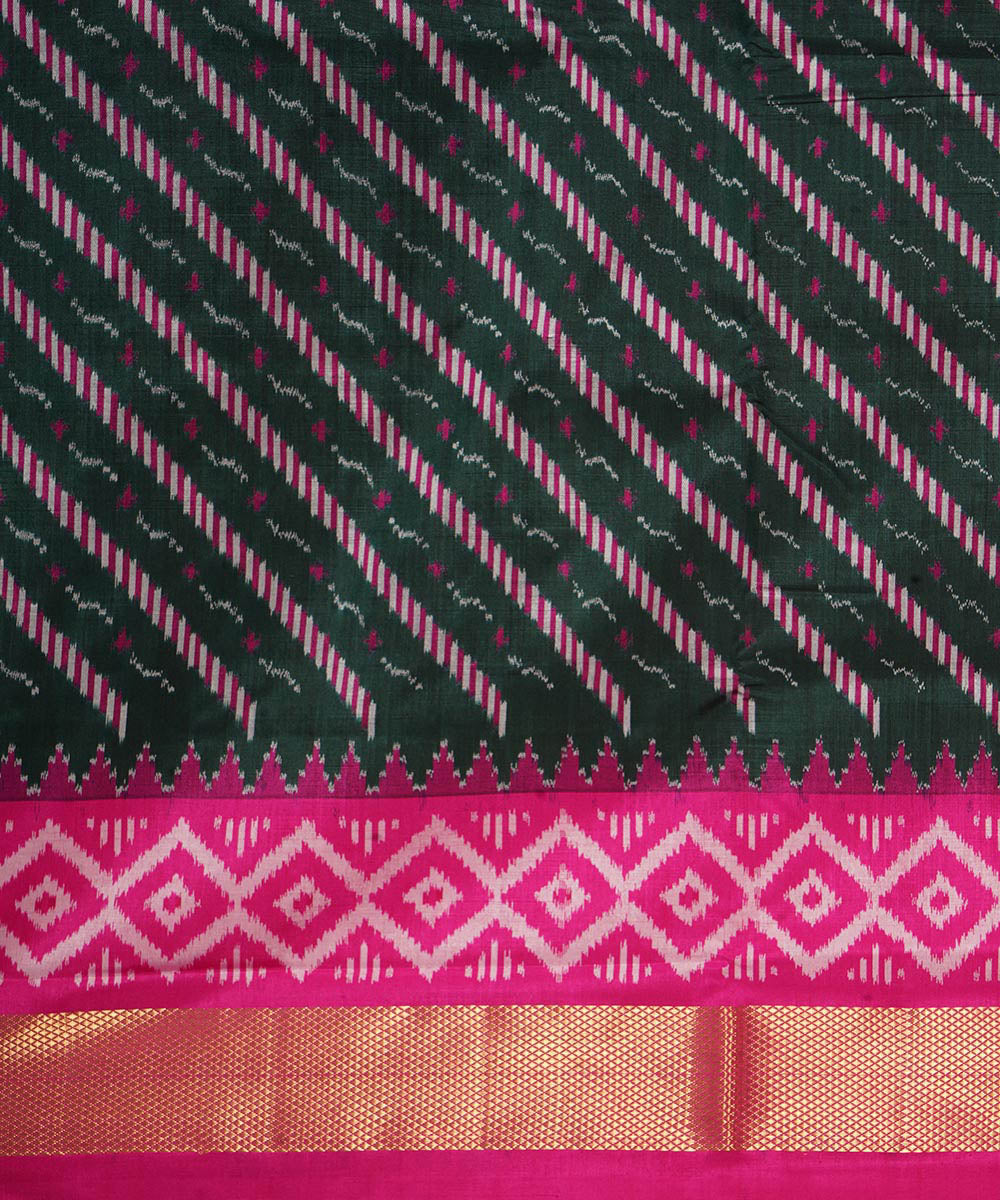 Black pink handwoven pochampally ikat silk saree