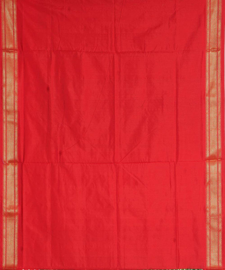 Green red handwoven silk pochampally ikat saree