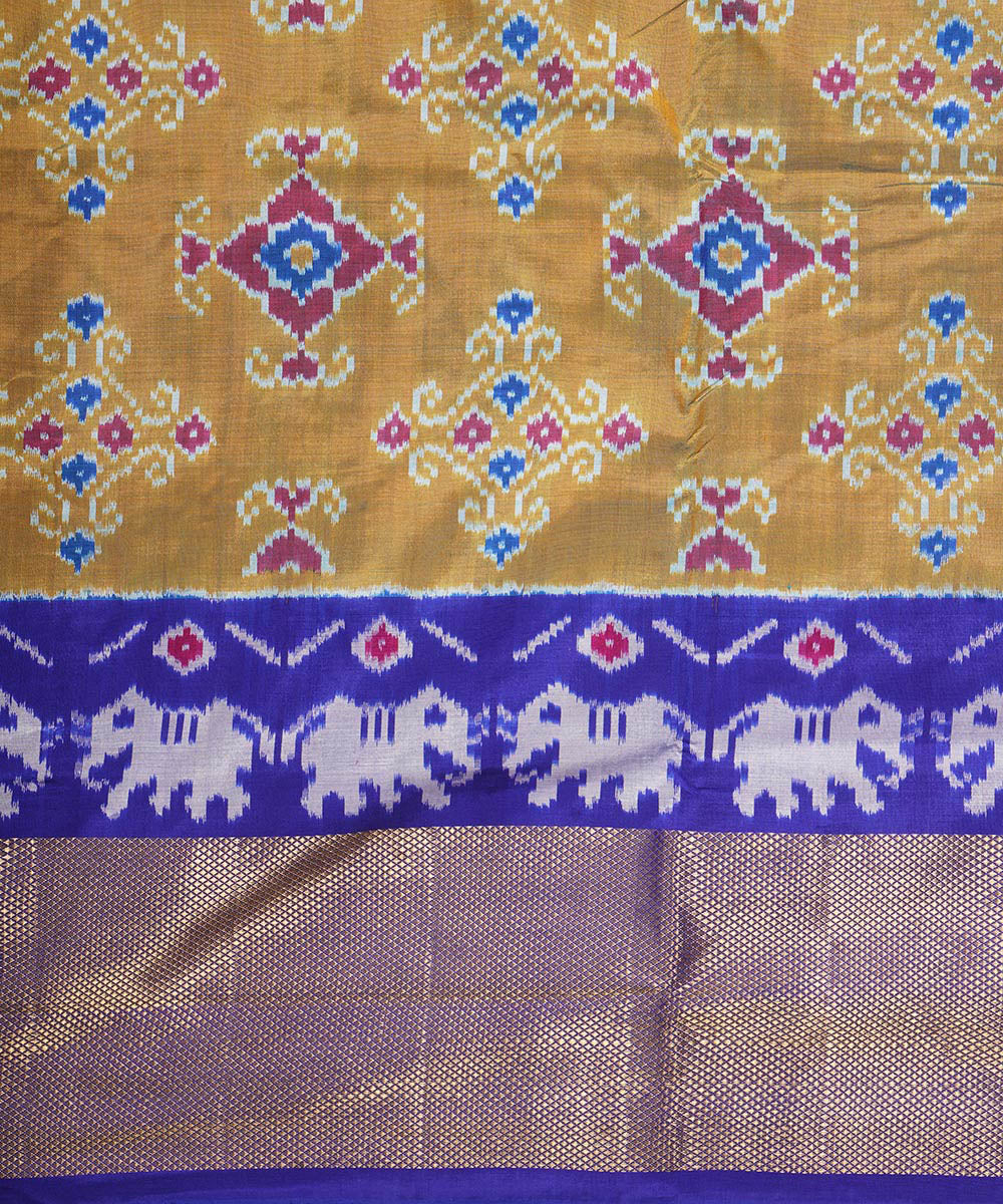 Multicolor navy blue handwoven pochampally ikat silk saree