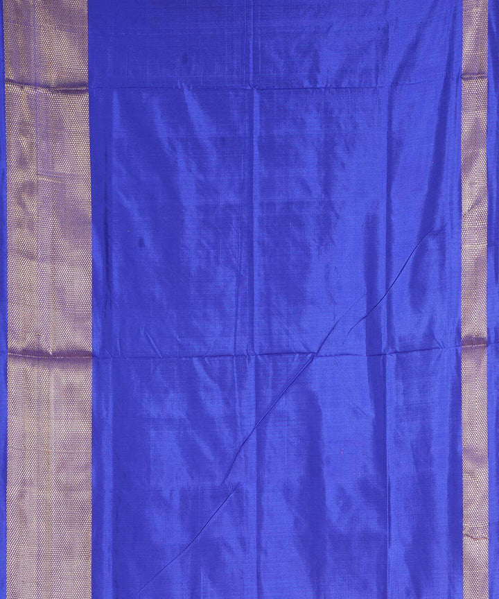 Maroon navy blue handwoven pochampally ikat silk saree