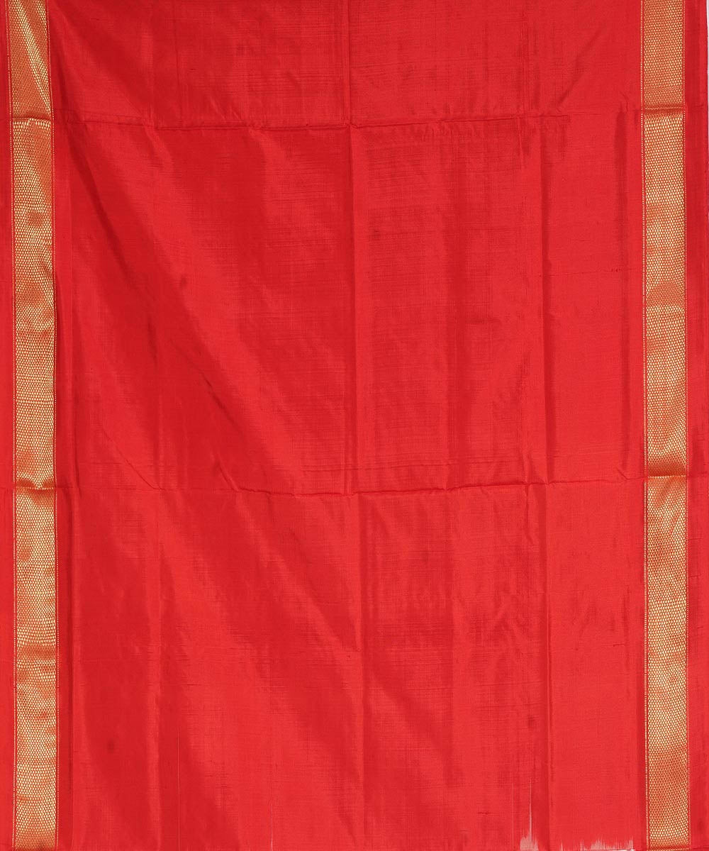 Offwhite red handwoven pochampally ikat silk saree
