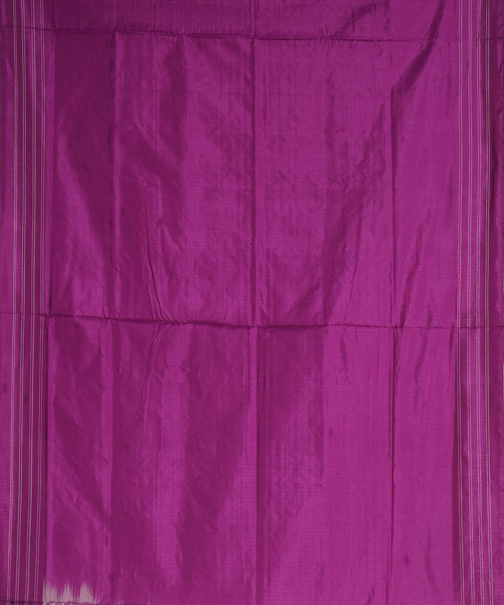 Offwhite purple handwoven pochampally ikat silk saree