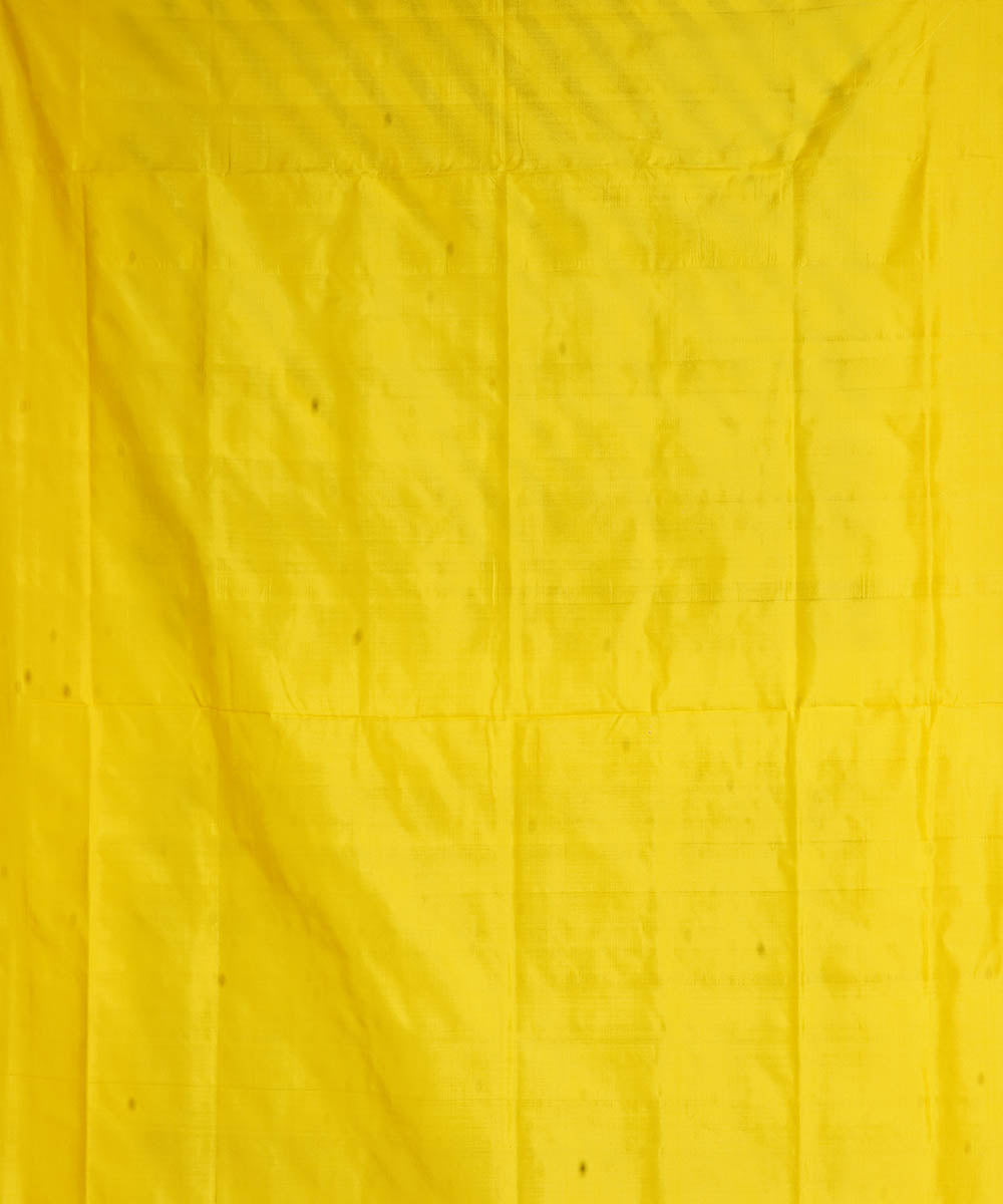 White yellow handwoven pochampally ikat silk saree
