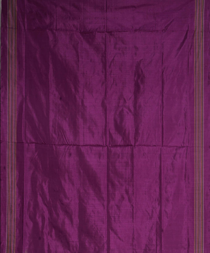 Grey purple handwoven pochampally ikat silk saree