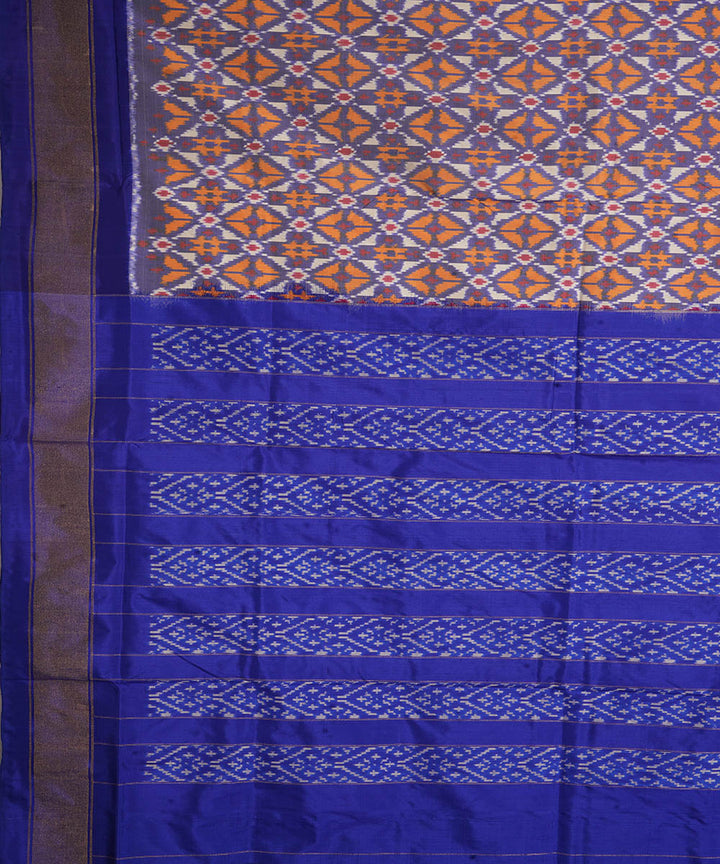 Multicolor navy blue handloom pochampally ikat silk saree