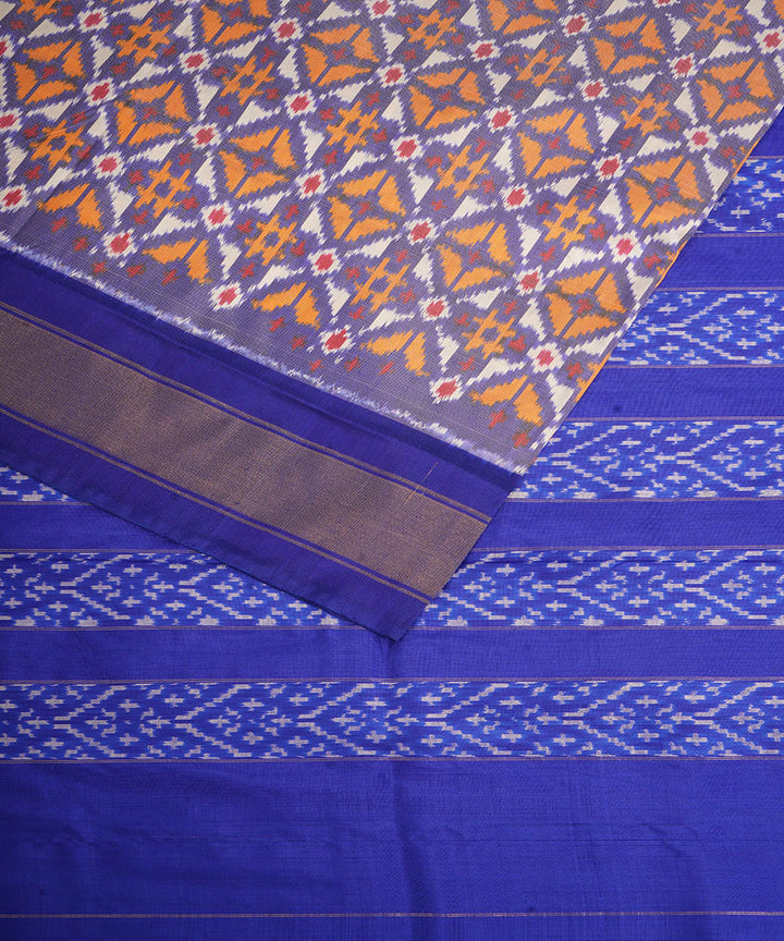 Multicolor navy blue handloom pochampally ikat silk saree