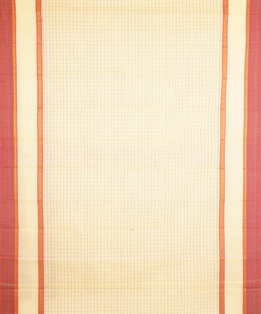 Beige narayanapet handwoven cotton saree