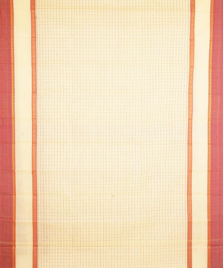Beige narayanapet handwoven cotton saree