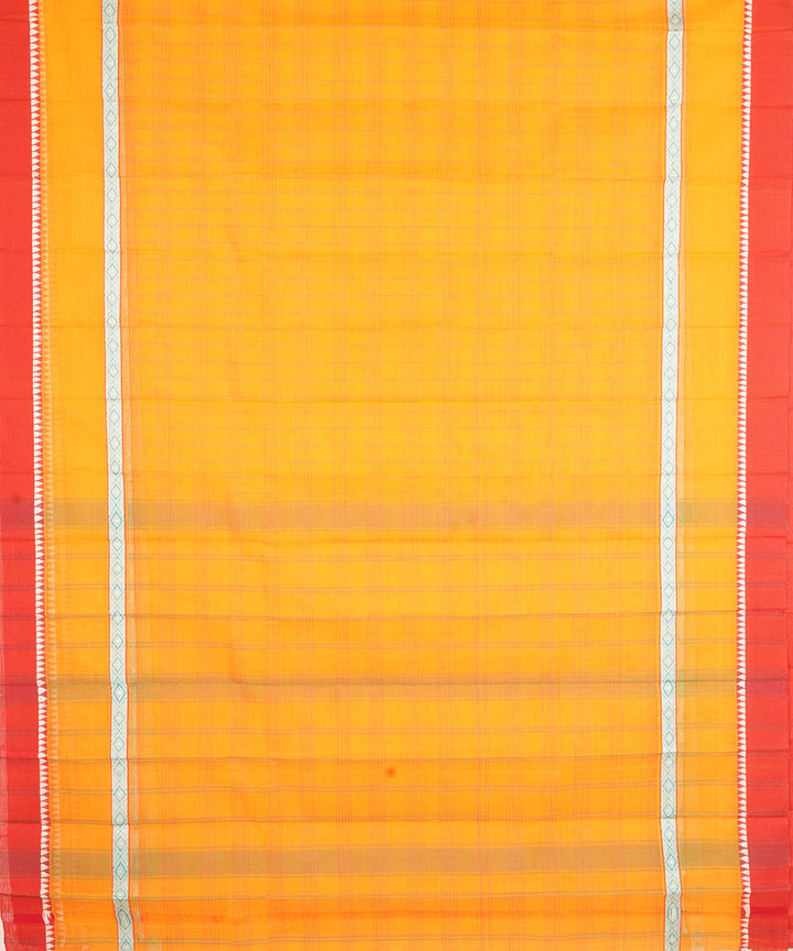 Orange red narayanapet handwoven cotton saree