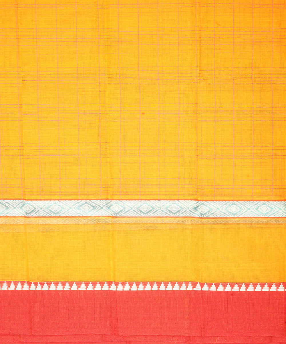 Orange red narayanapet handwoven cotton saree