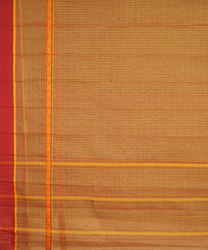 Brown maroon narayanapet handwoven cotton saree