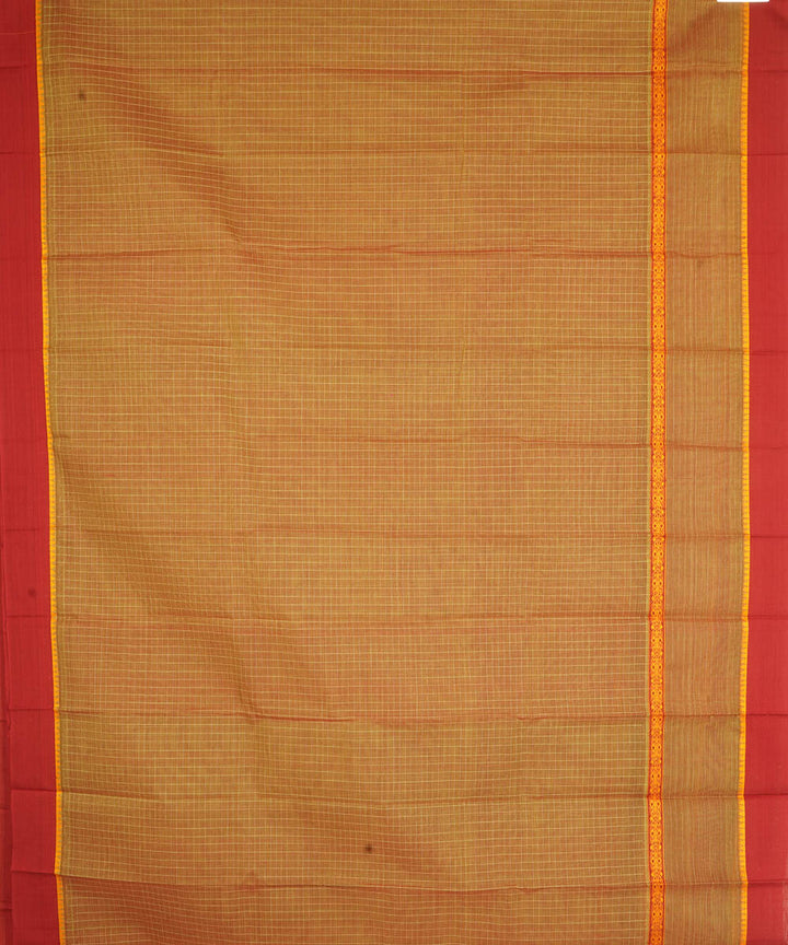 Brown maroon narayanapet handwoven cotton saree