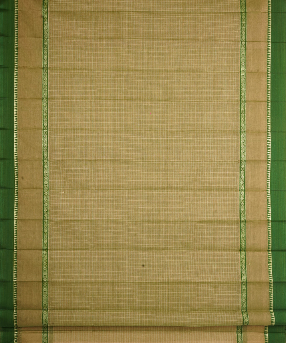 Dark green narayanapet handwoven cotton saree