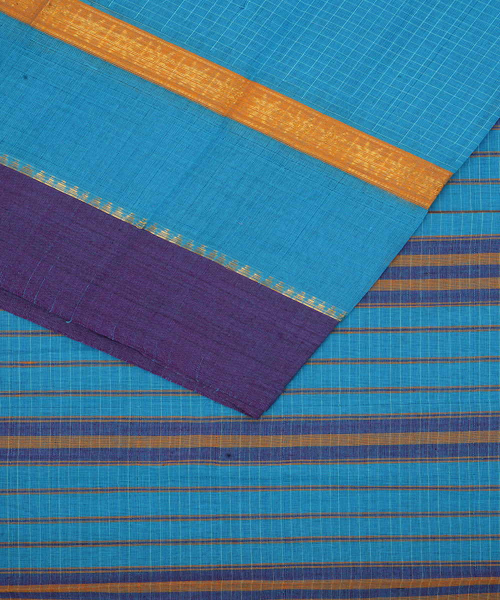 Navy blue narayanapet handwoven cotton saree