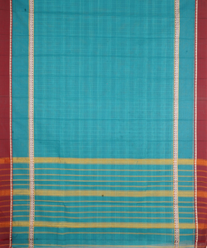 Navy blue maroon narayanapet handwoven cotton saree