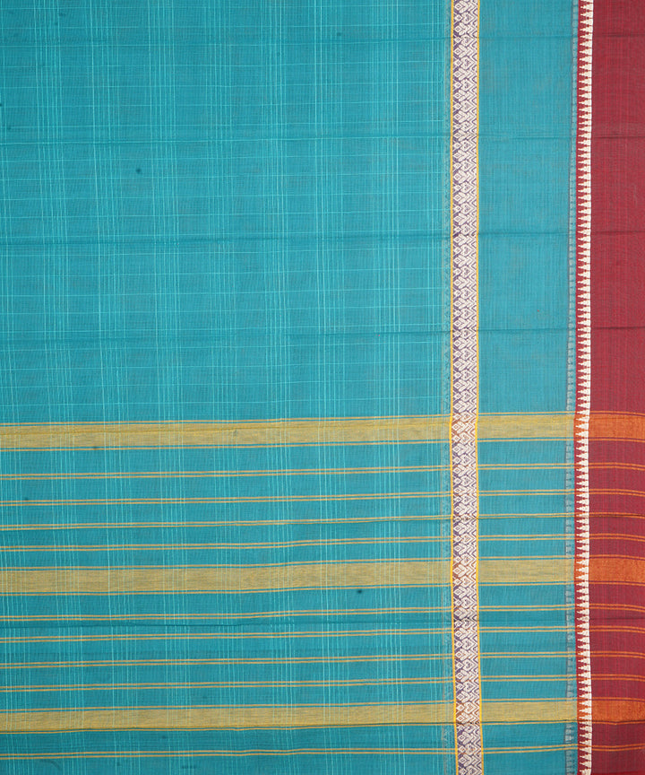 Navy blue maroon narayanapet handwoven cotton saree