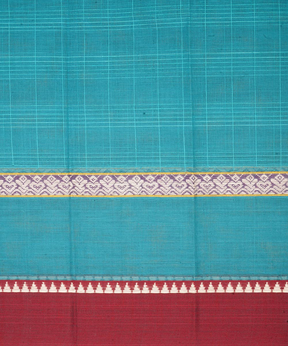 Navy blue maroon narayanapet handwoven cotton saree