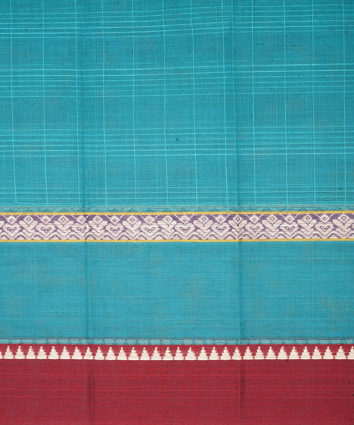 Navy blue maroon narayanapet handwoven cotton saree