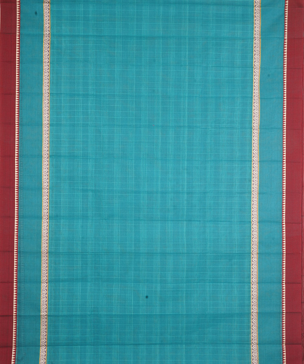 Navy blue maroon narayanapet handwoven cotton saree