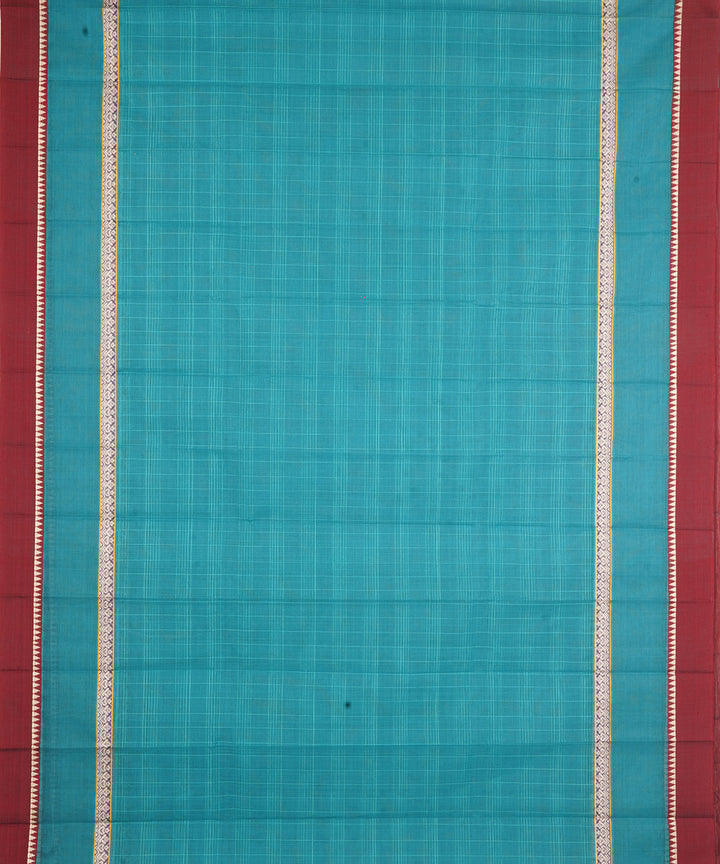 Navy blue maroon narayanapet handwoven cotton saree