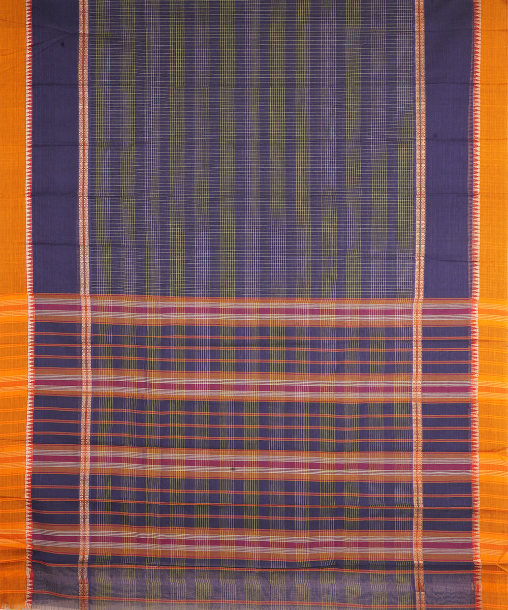 Navy blue musratd narayanapet handwoven cotton saree