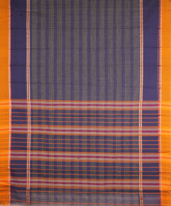 Navy blue musratd narayanapet handwoven cotton saree