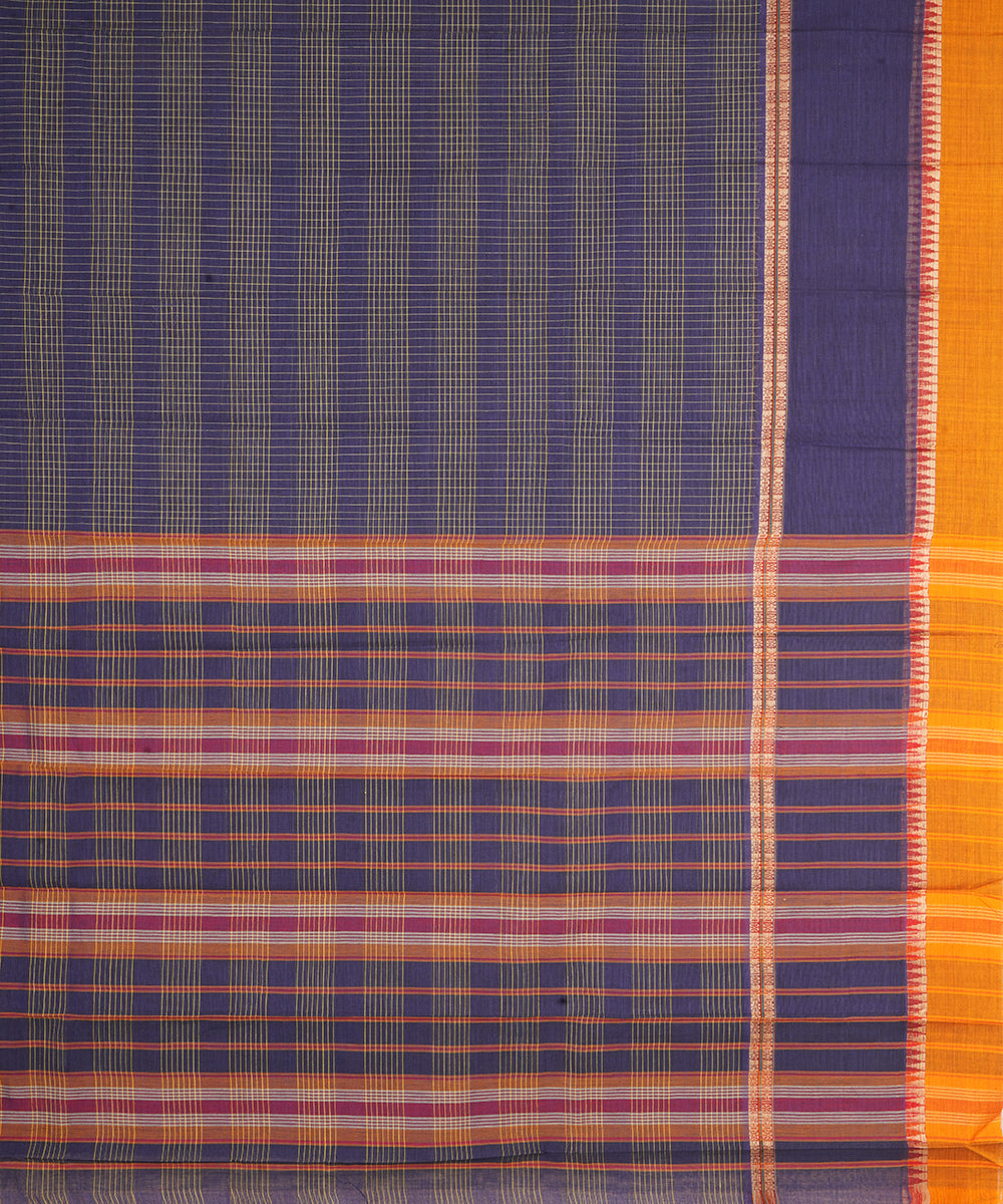 Navy blue musratd narayanapet handwoven cotton saree