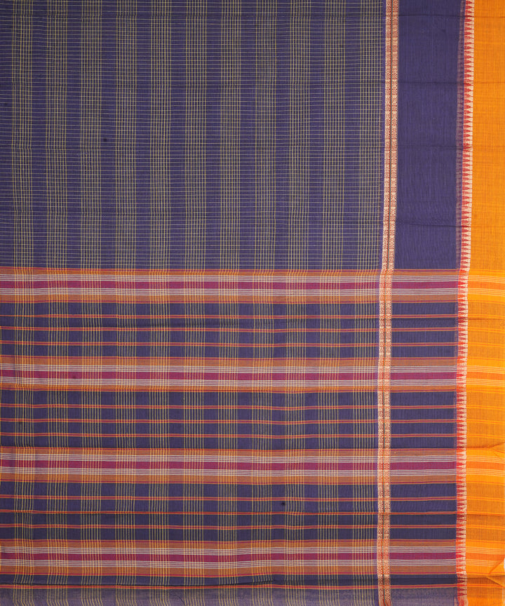 Navy blue musratd narayanapet handwoven cotton saree