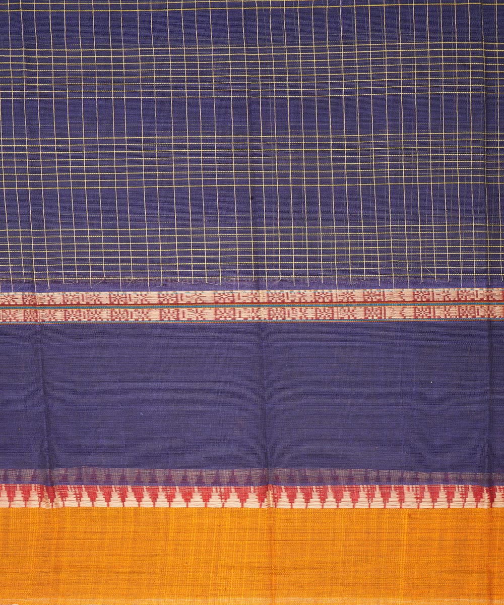 Navy blue musratd narayanapet handwoven cotton saree