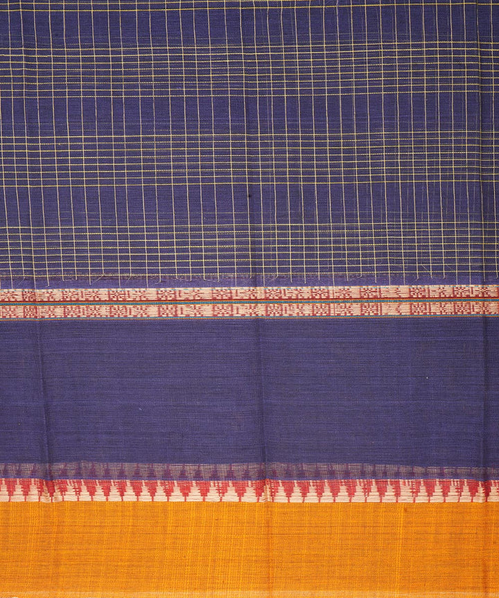 Navy blue musratd narayanapet handwoven cotton saree