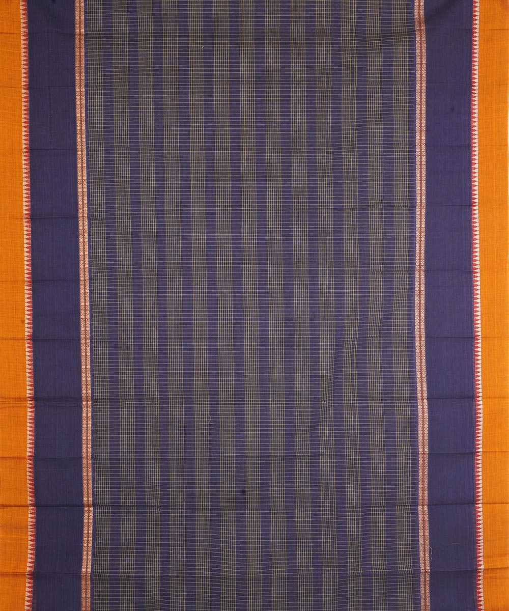 Navy blue musratd narayanapet handwoven cotton saree