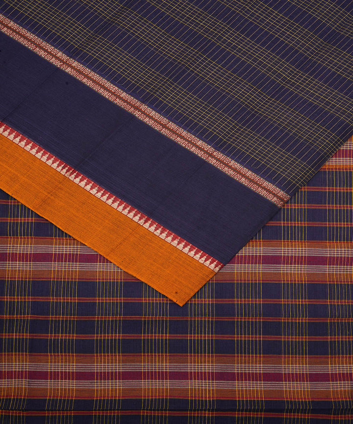Navy blue musratd narayanapet handwoven cotton saree
