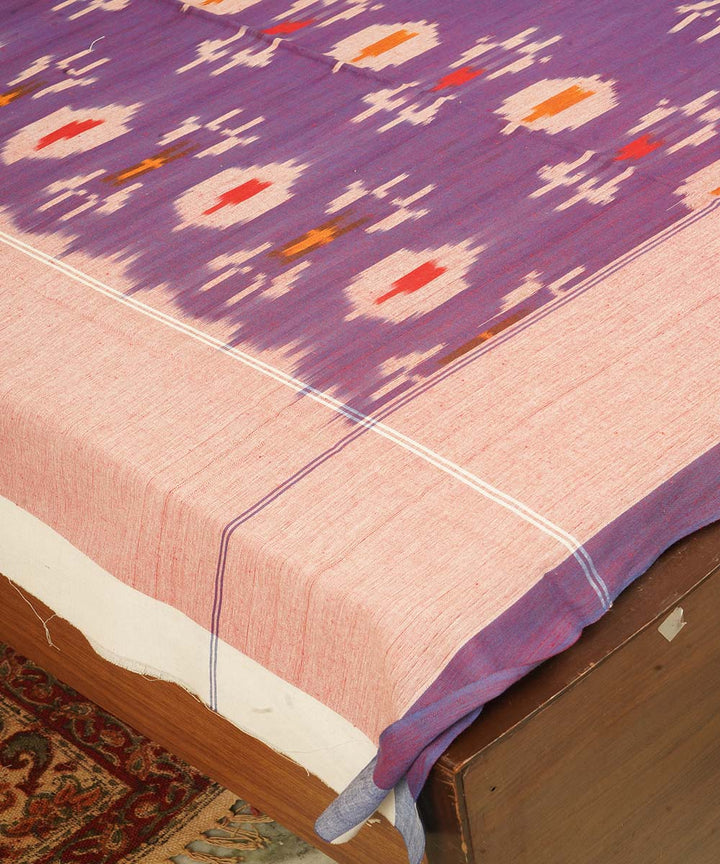 Violet handloom cotton pochampally ikat double bedsheet