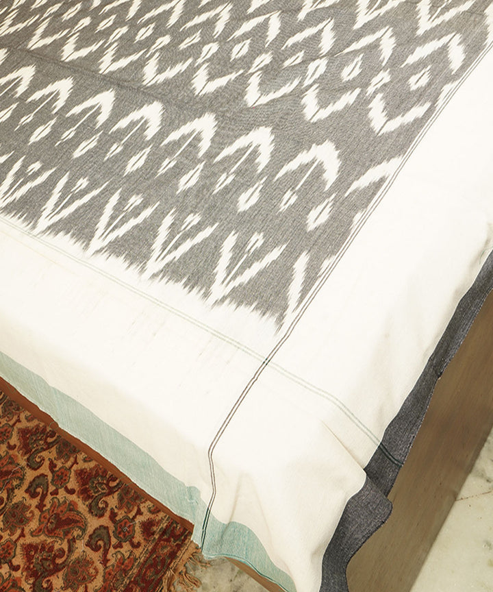 Grey handloom cotton ikat pochampally double bedsheet