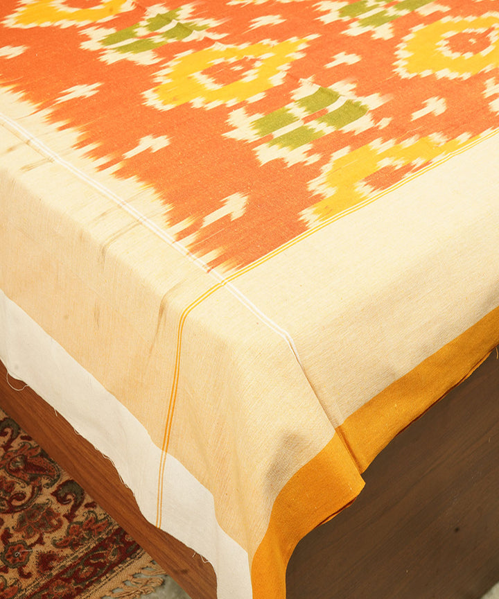 Orange handloom pochampally ikat cotton double bedsheet