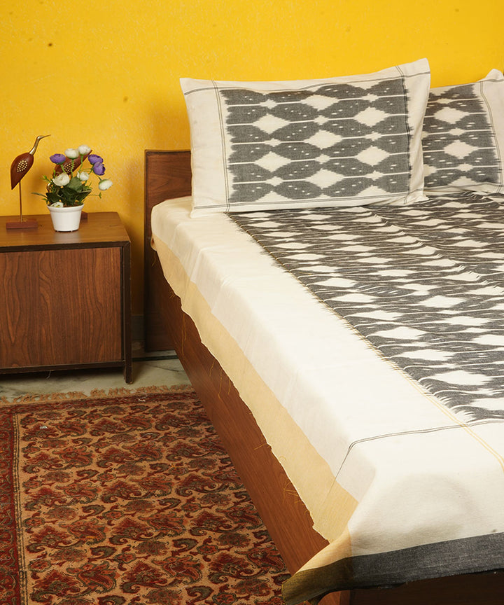 Grey handloom cotton pochampally ikat double bedsheet