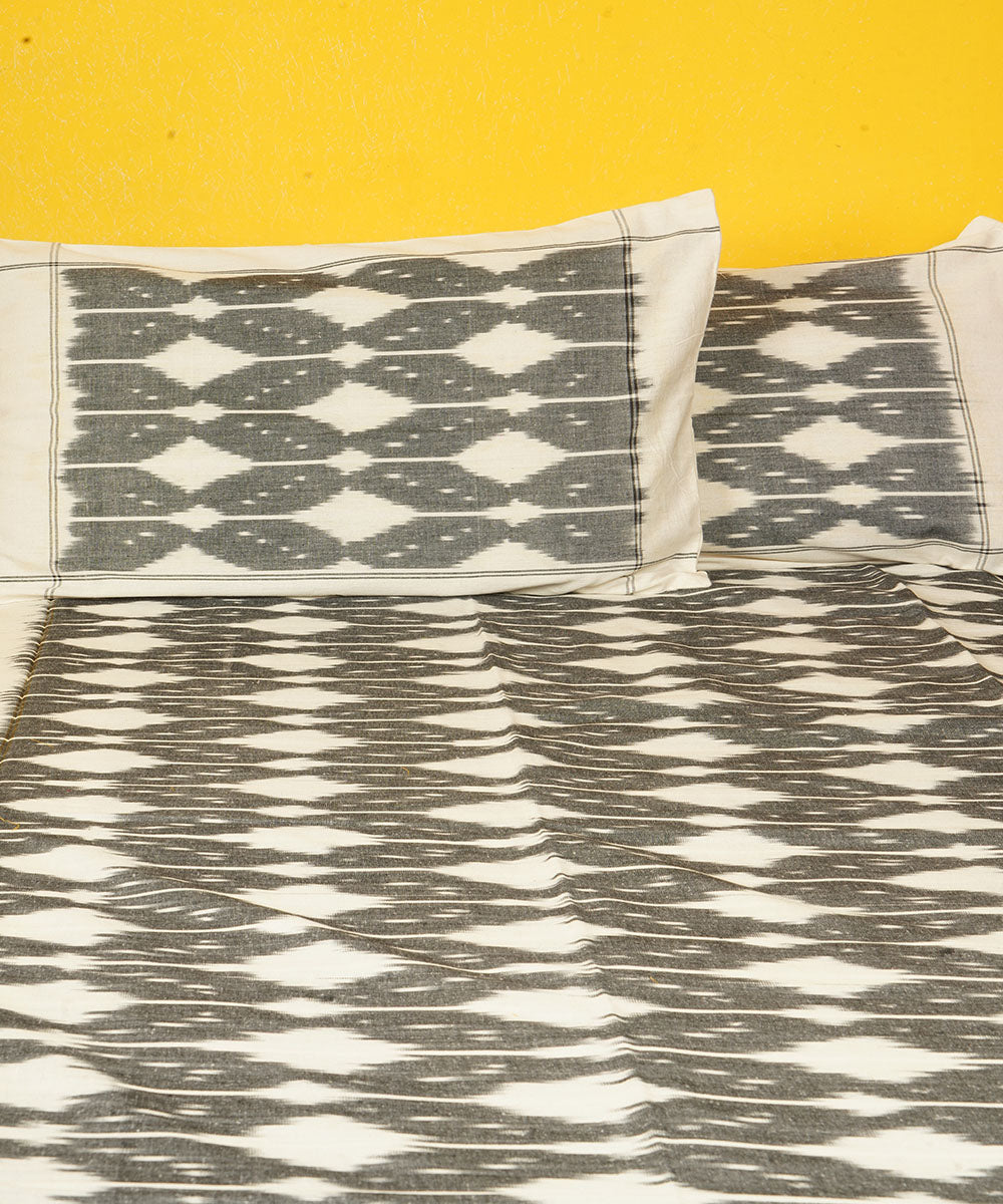 Grey handloom cotton pochampally ikat double bedsheet