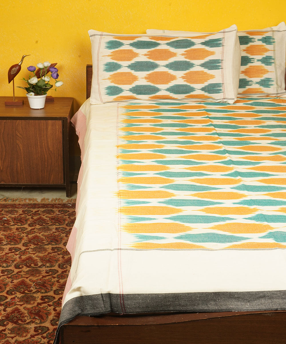 Multicolor handloom cotton pochampally ikat double bedsheet