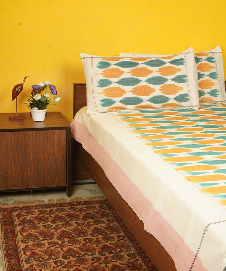 Multicolor handloom cotton pochampally ikat double bedsheet