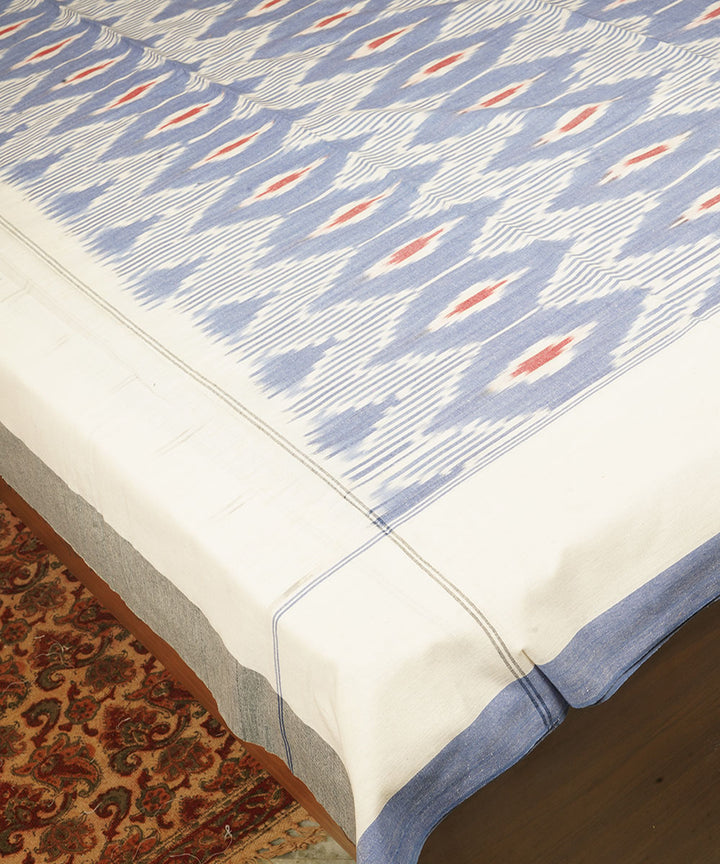 Sky blue handloom cotton pochampally ikat double bedsheet