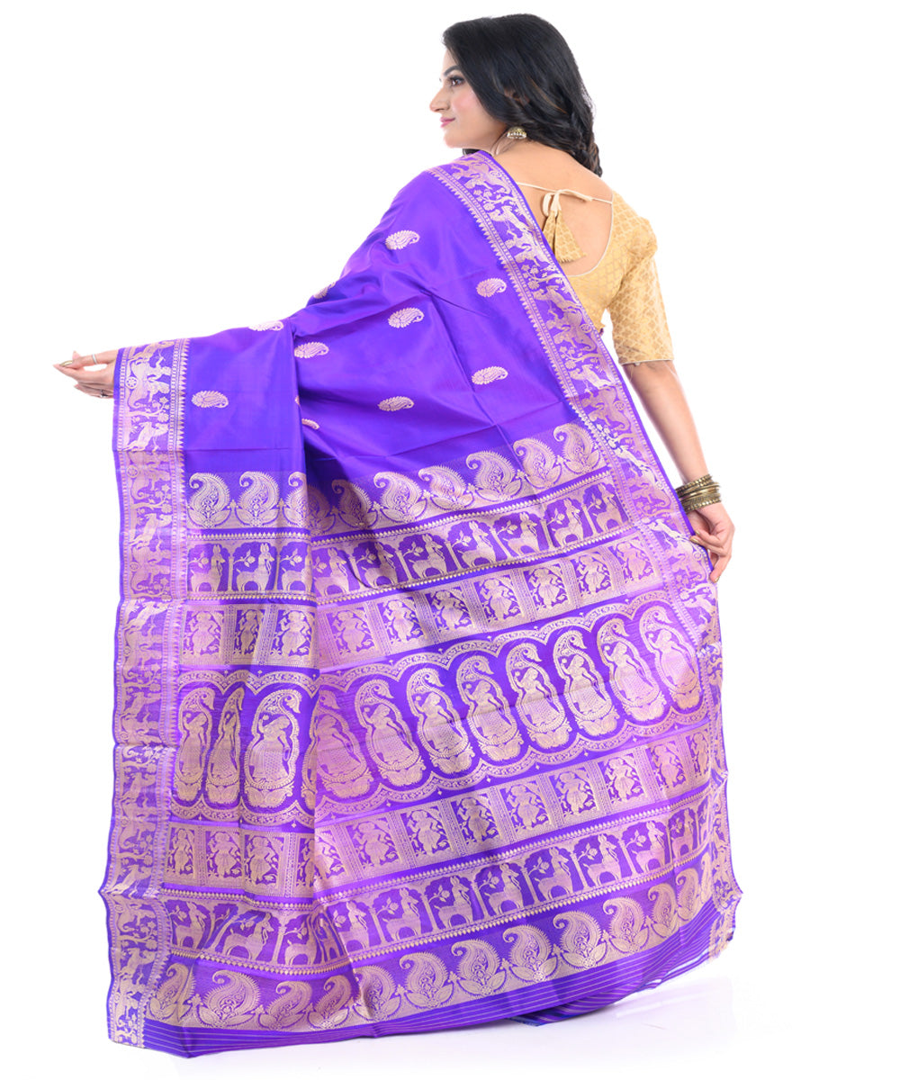 Violet handwoven baluchari silk saree