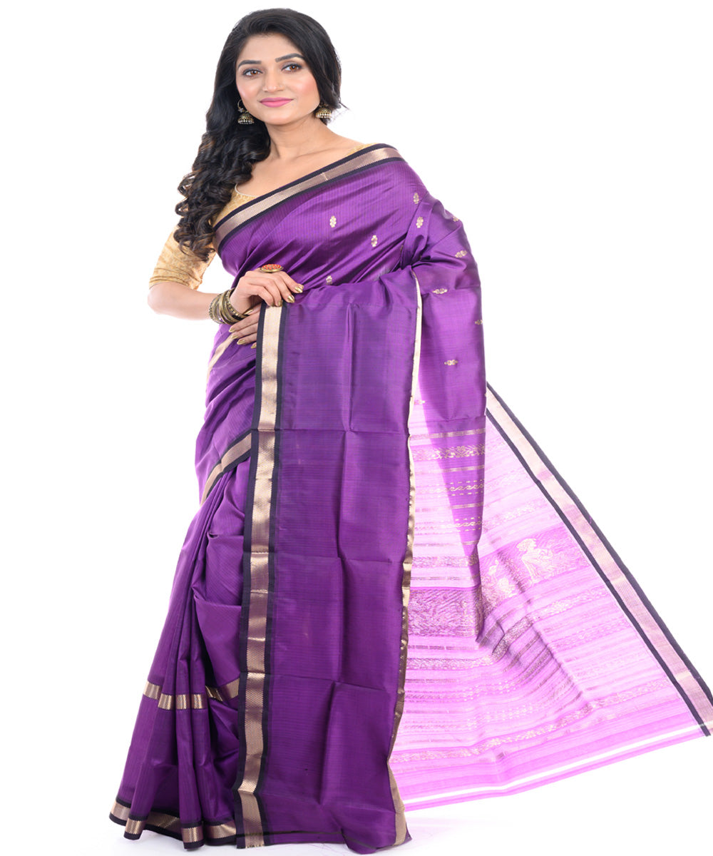 Purple handwoven garad silk saree