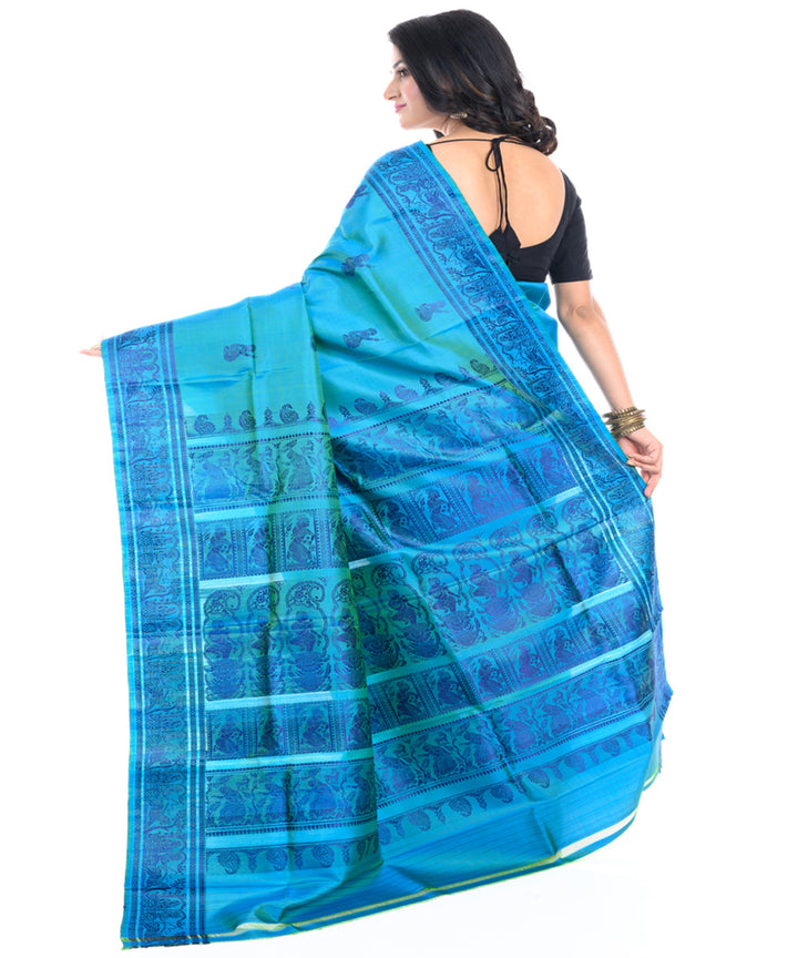 Sky blue handwoven baluchari silk saree