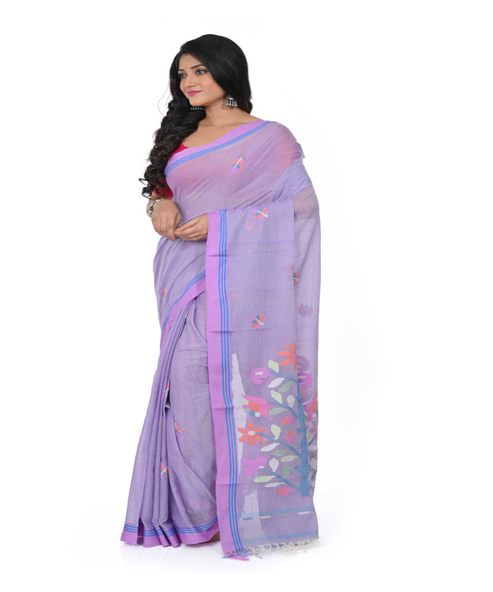 Purple cotton handwoven jamdani saree