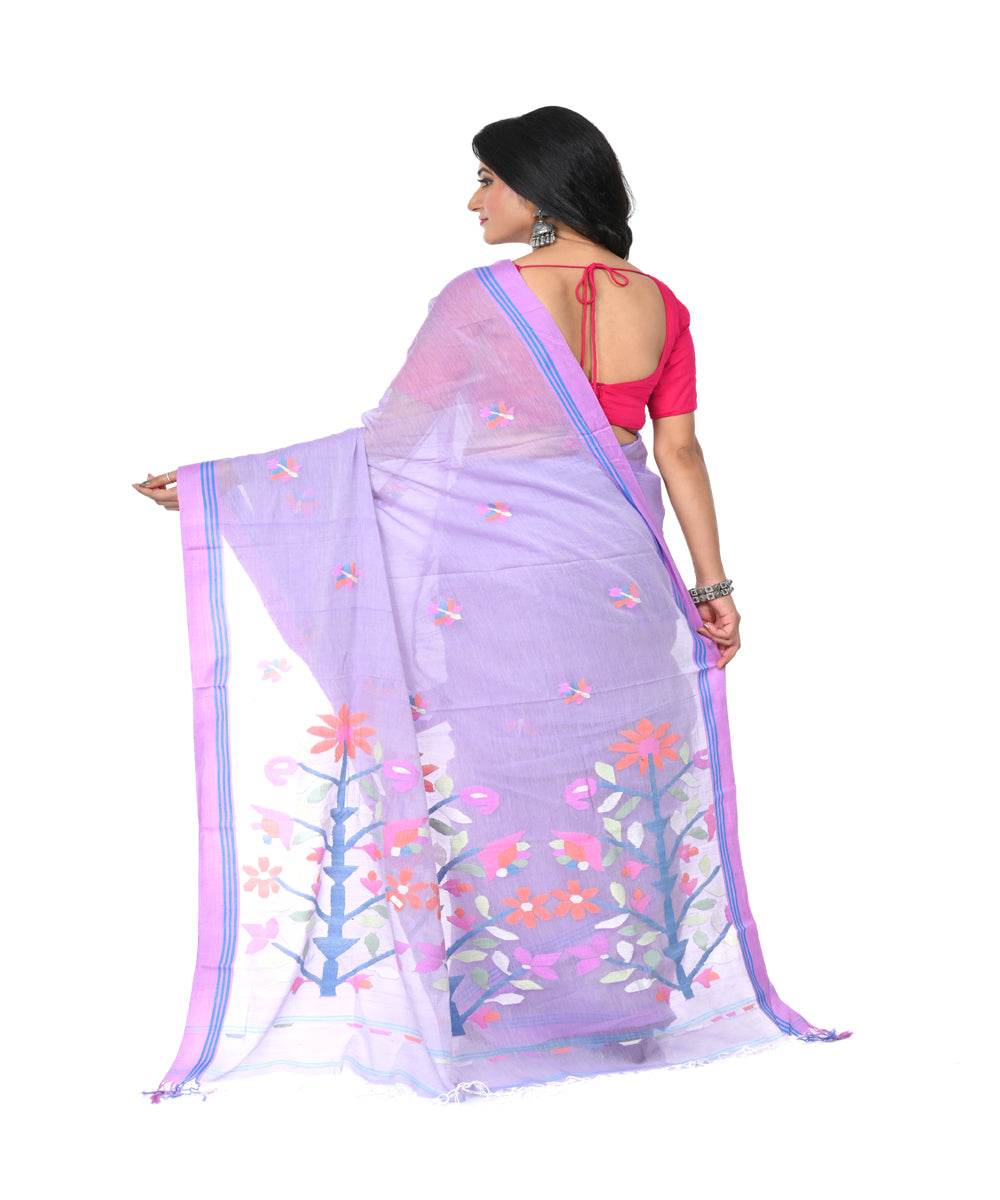 Purple cotton handwoven jamdani saree