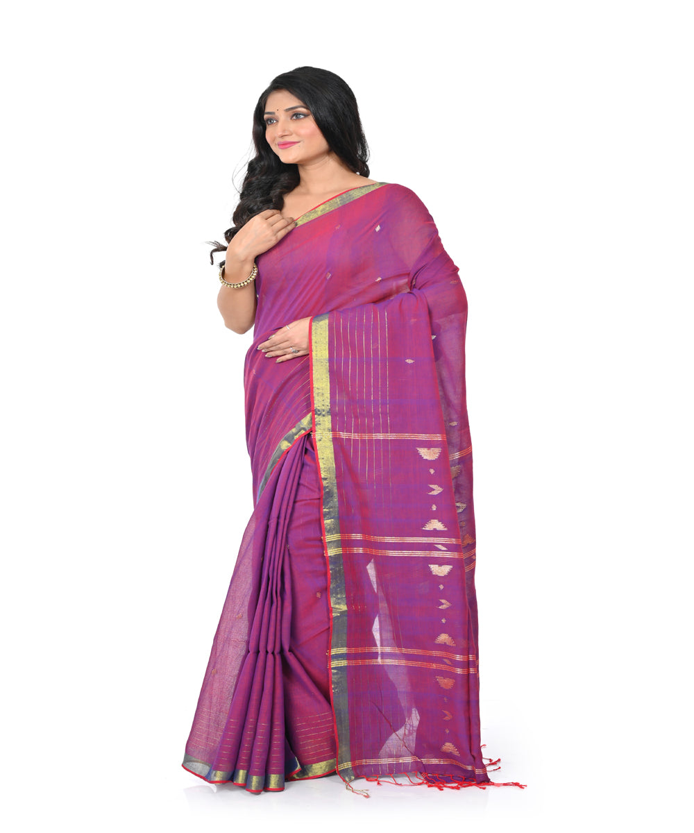 Mauve handwoven jamdani cotton saree