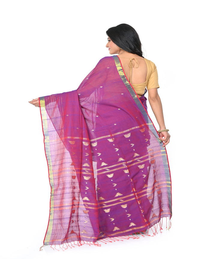 Mauve handwoven jamdani cotton saree