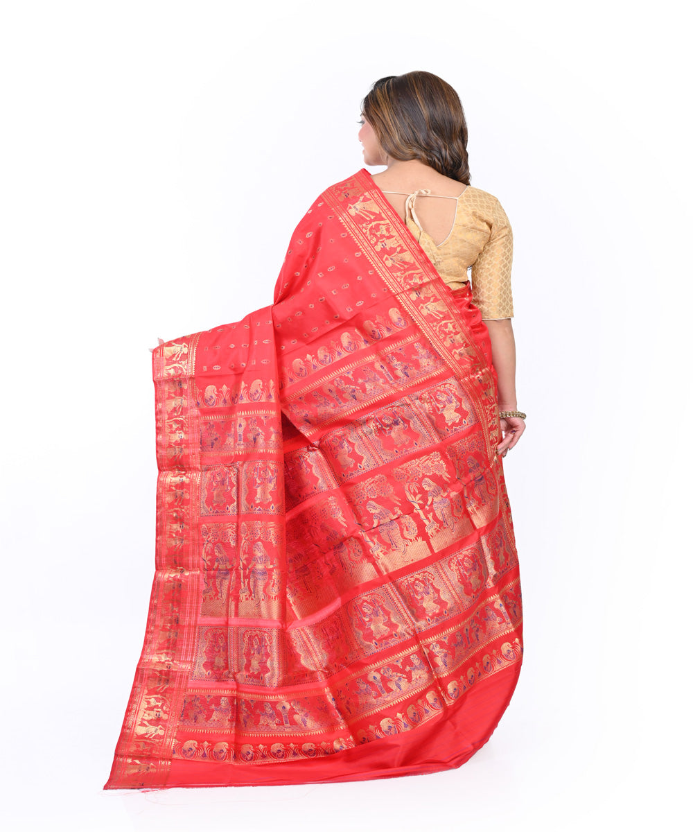 Orange handwoven baluchari silk saree